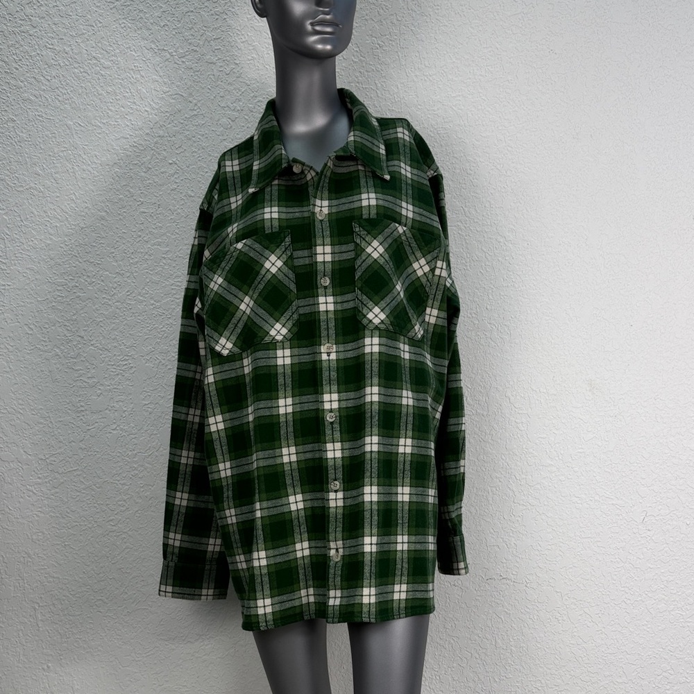 TNA Green Plaid Women's Button Down Shirt XL Perfect